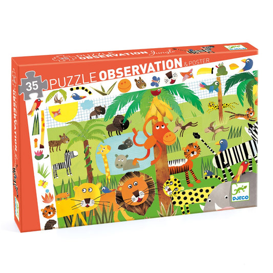 Djeco Observationspuslespil, Jungle - 35 brikker