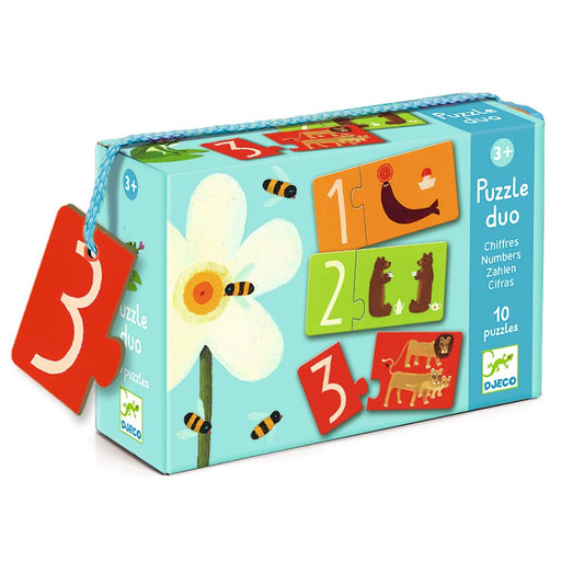 Djeco Puslespil duo, Numbers - 2 brikker (10 par)