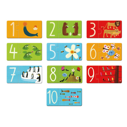 Djeco Puslespil duo, Numbers - 2 brikker (10 par)