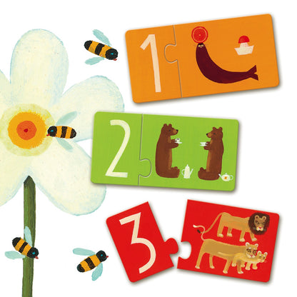 Djeco Puslespil duo, Numbers - 2 brikker (10 par)