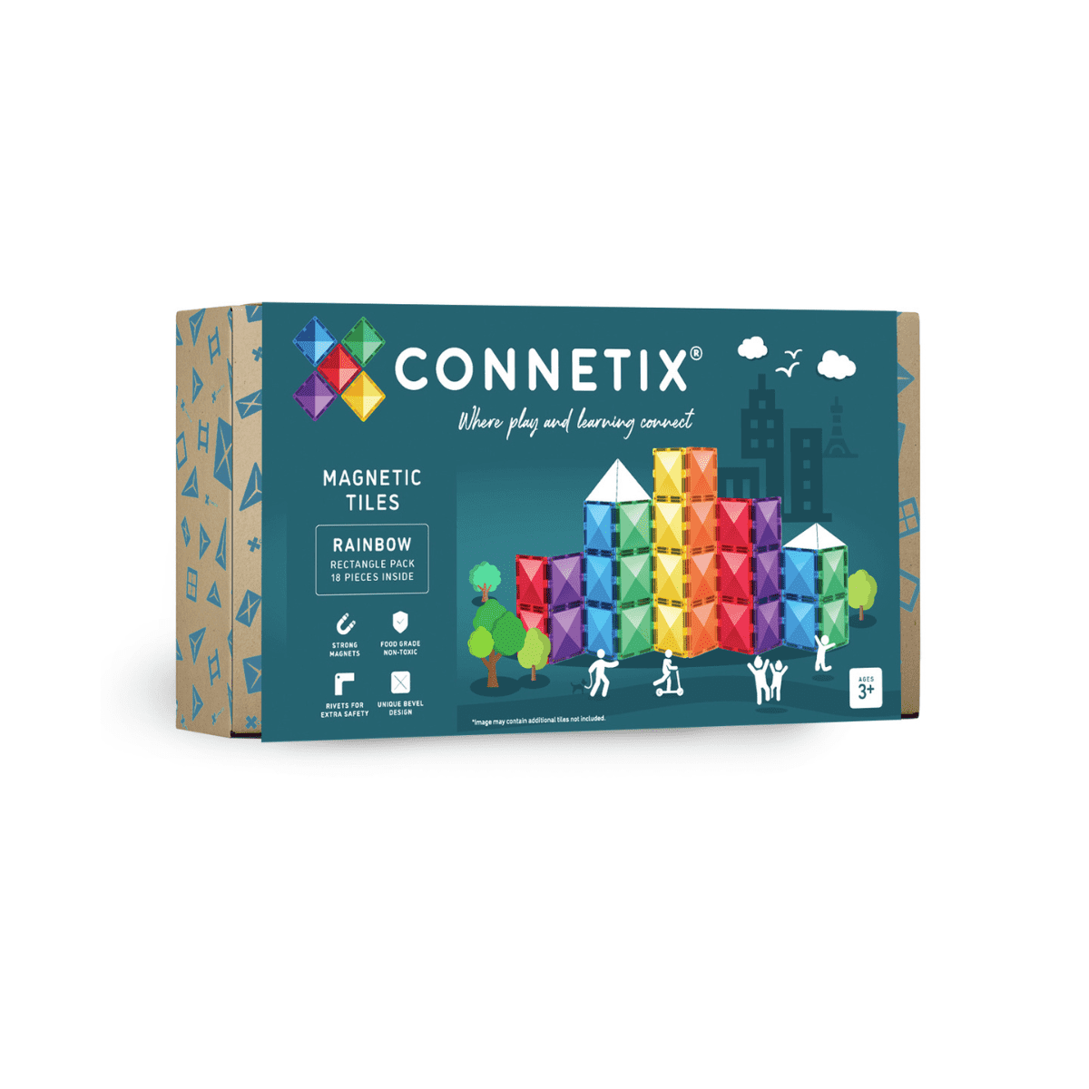 Connetix Rainbow Rectangle Pack, 18 dele