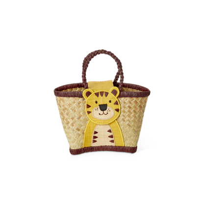 Lille raffia taske med tiger.