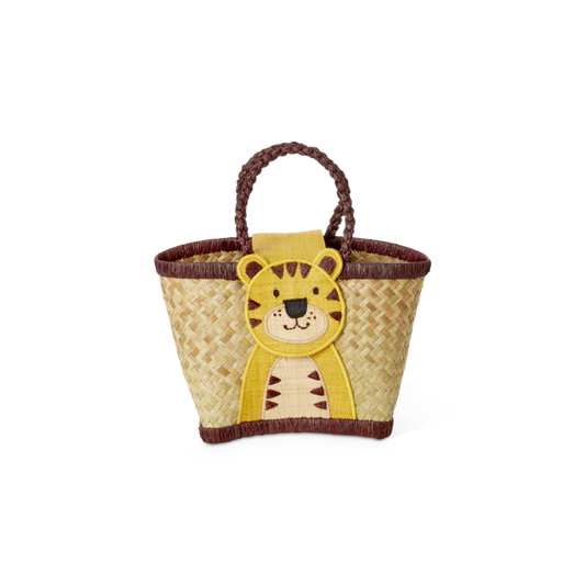Lille raffia taske med tiger.