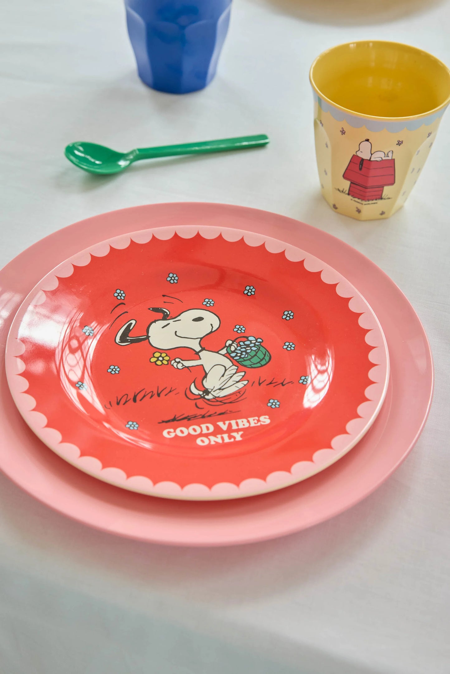 Rice Melamin Mellem Kop - Creme - Snoopy Print