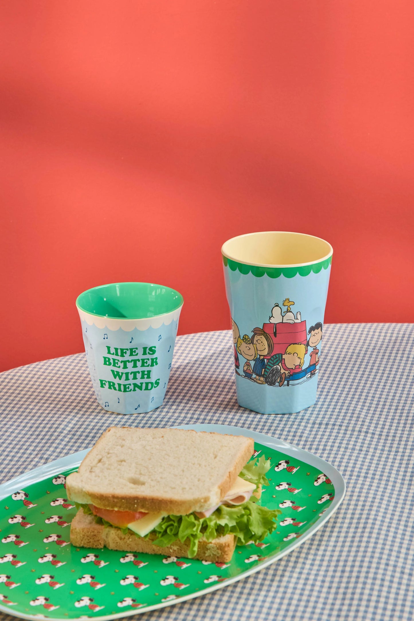 Rice Melamin Mellem Kop - Lys Blå - Snoopy med venner