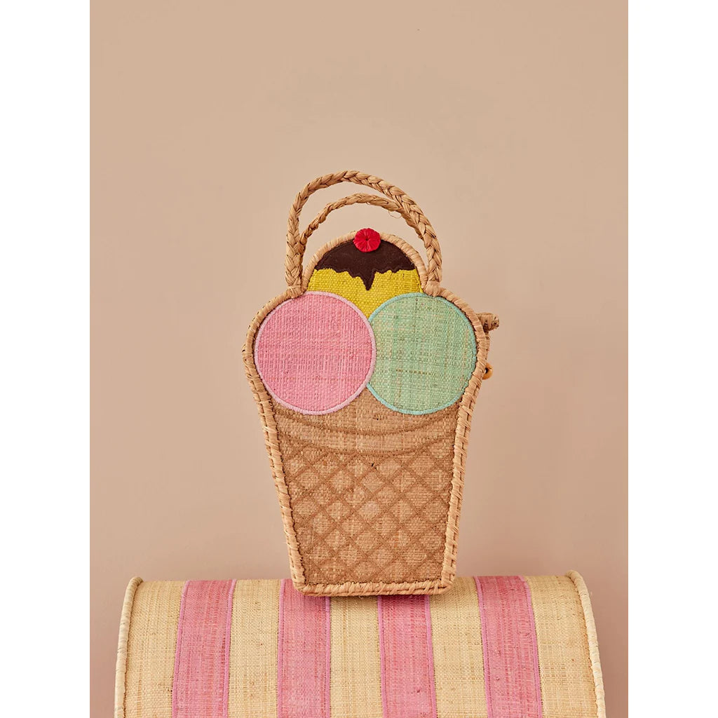 Rice Raffia taske - nature/ice cream