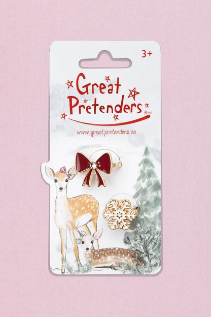 Great Pretenders Holiday Bow & Snowflake Rings