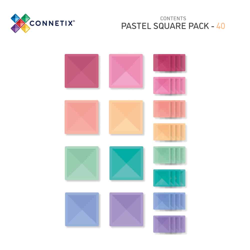 Connetix Pastel Square Pack, 40 dele