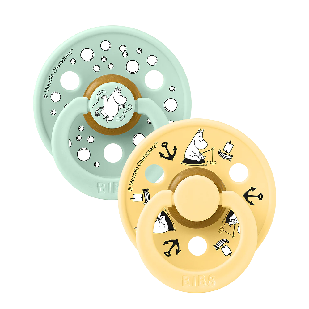 BIBS 2pk sutter colour latex str. 2, Moomin Sailing - Nordic Mint Mix