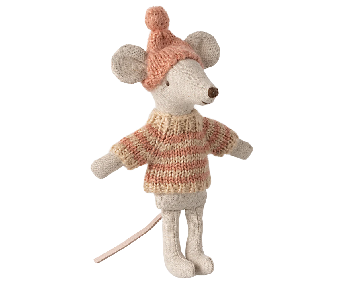 Maileg Strikket sweater og hue, Mus, Storesøster