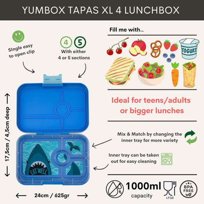 Yumbox Tapas 4 rum, blue/race car