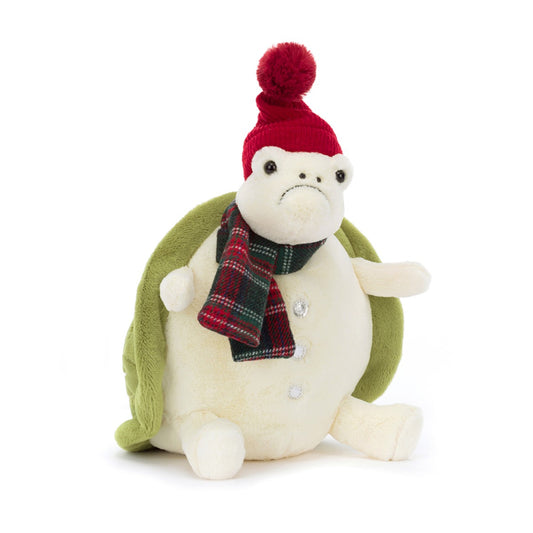 Jellycat Jul - Timmy skildpadde med hue, 28cm.