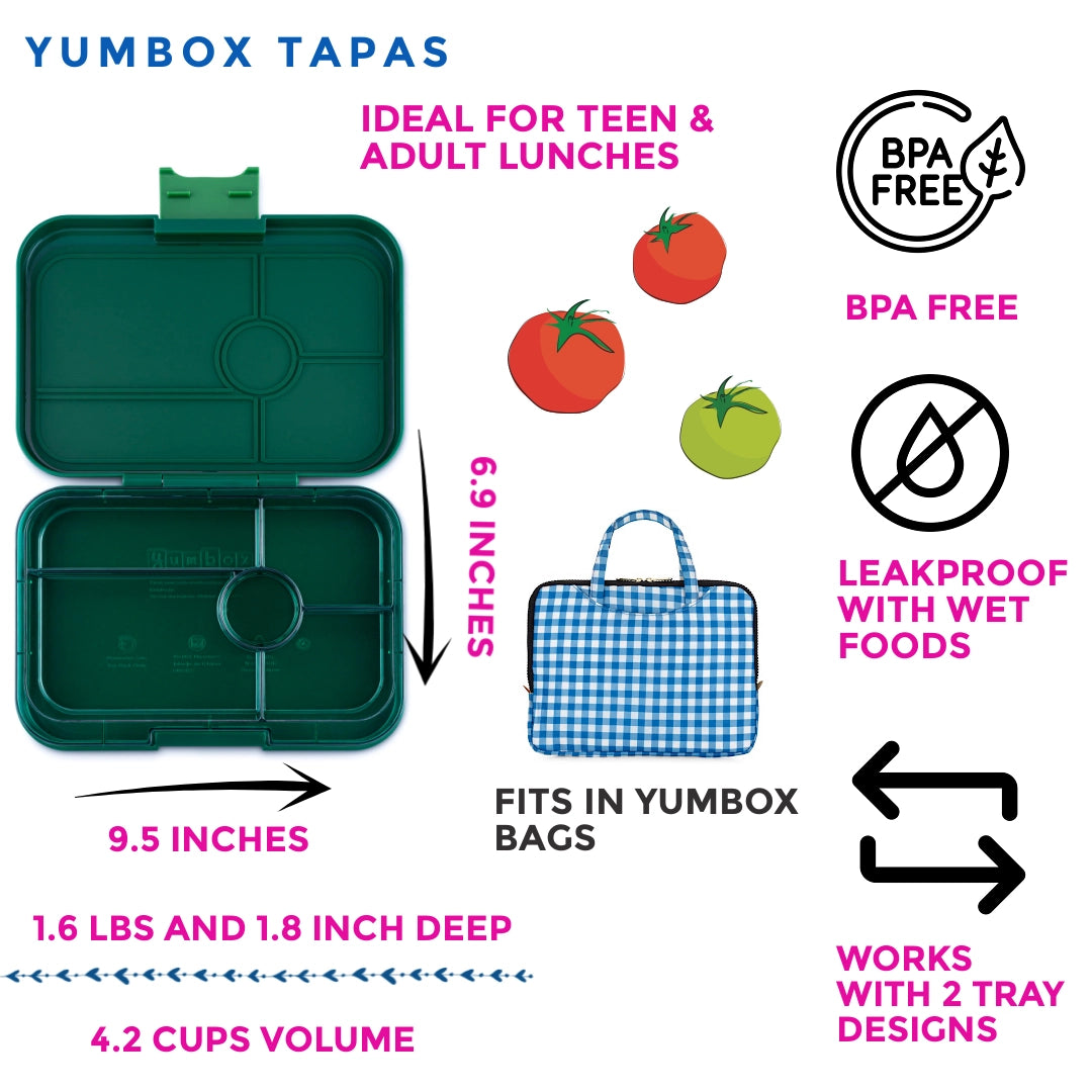 Yumbox Tapas 5 rum, green/clear