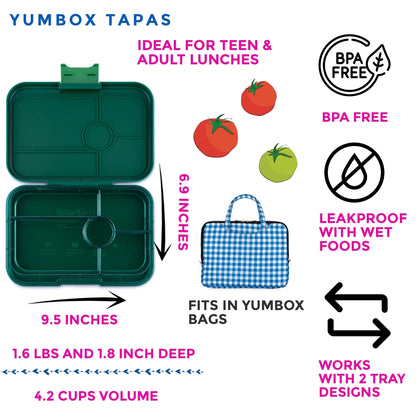 Yumbox Tapas 5 rum, green/clear