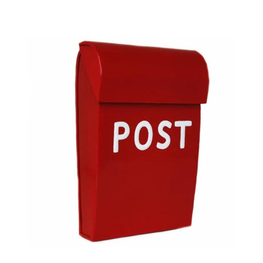 Rød mini postkasse.
