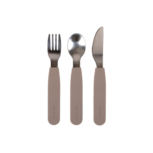 Filibabba 3pk silikone bestiksæt, warm grey