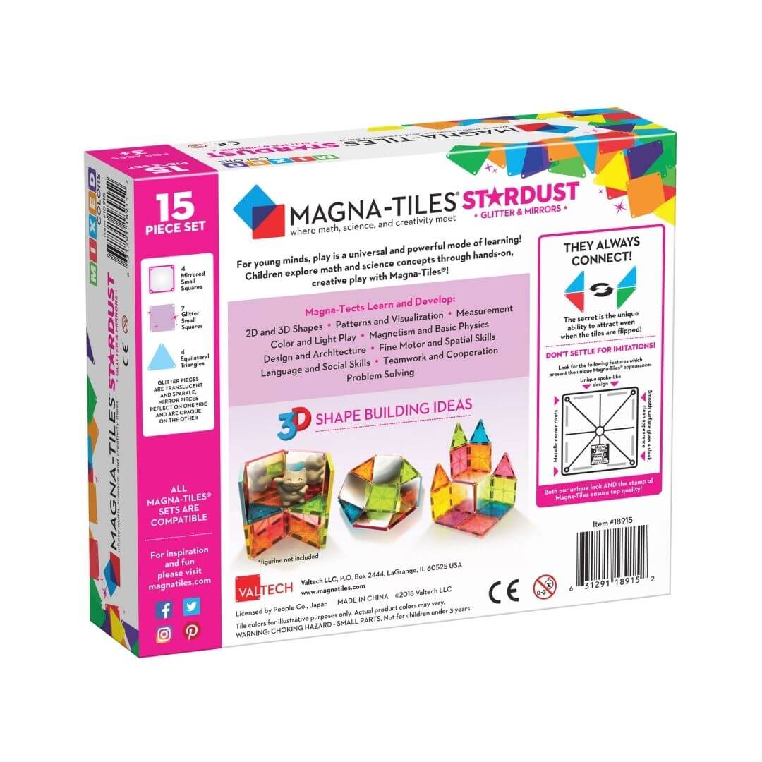 Magna Tiles Stardust with 15 pieces package back