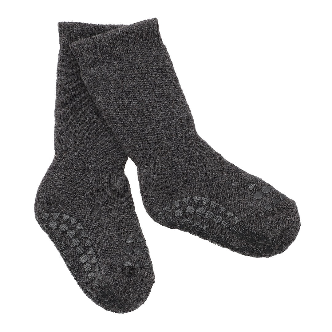 GoBabyGo non-slip sokker 6-12mdr. Dark grey melange