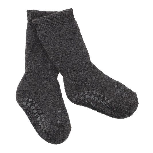 GoBabyGo Bomuld non-slip sokker 6-12mdr. - Dark grey melange
