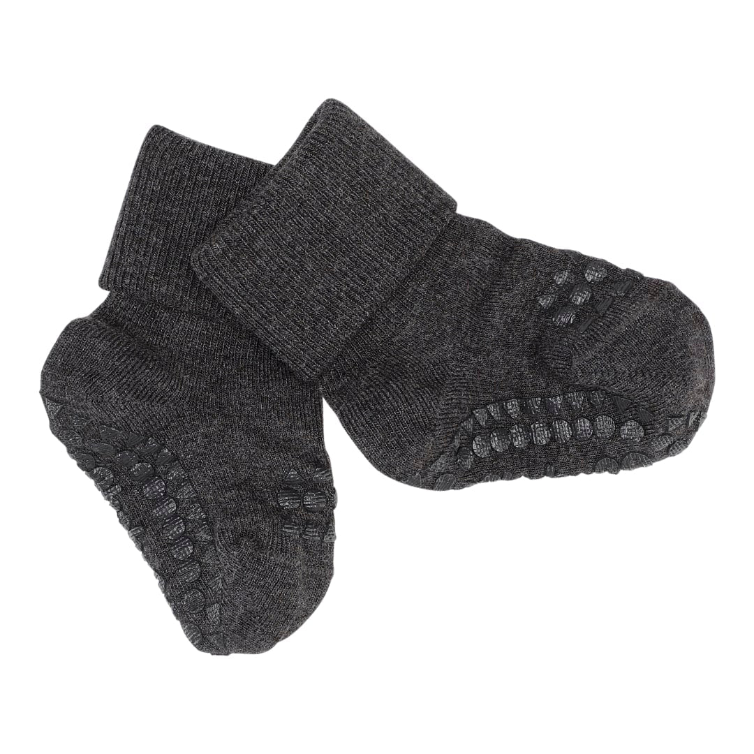 GoBabyGo bamboo non-slip sokker 1-2y Dark grey melange