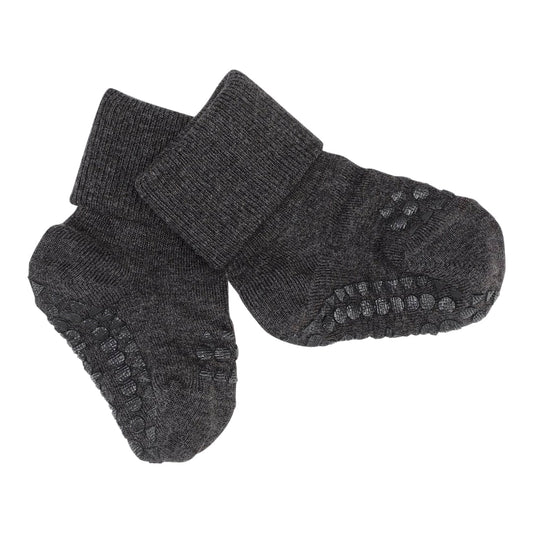 GoBabyGo Bambus non-slip sokker 6-12mdr. - Dark grey melange
