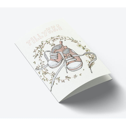 Mouse & Pen A7 kort, Tillykke lyserød converse