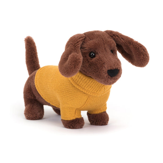Jellycat DOGS - Sweater Gravhund, Gul 14 cm