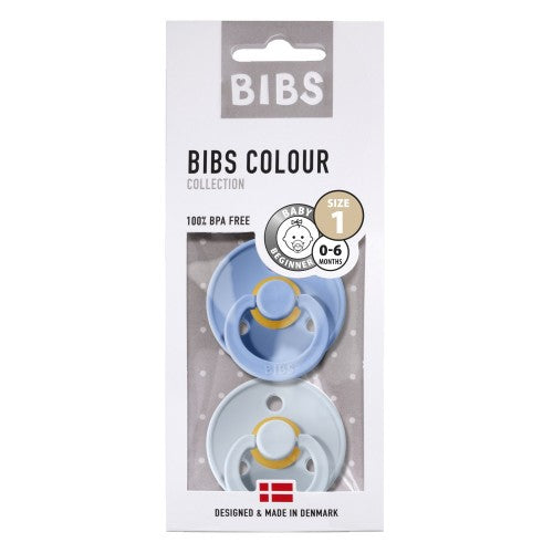 BIBS 2pk colour latex str. 1, sky blue/baby blue