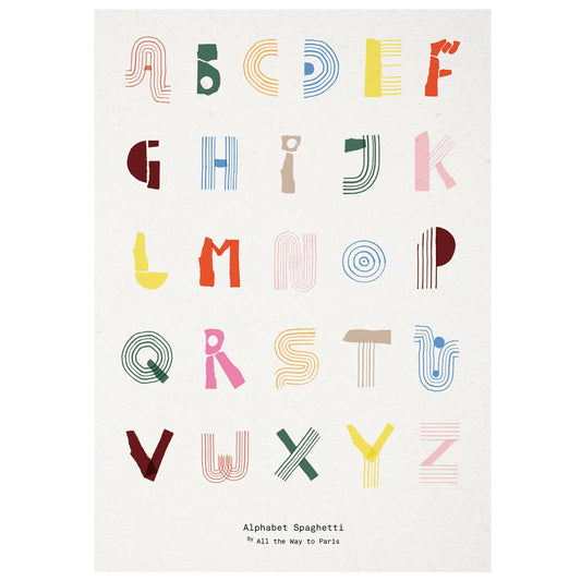 Mado poster 50x70 Alphabet spaghetti colourful - All About Kids Odense